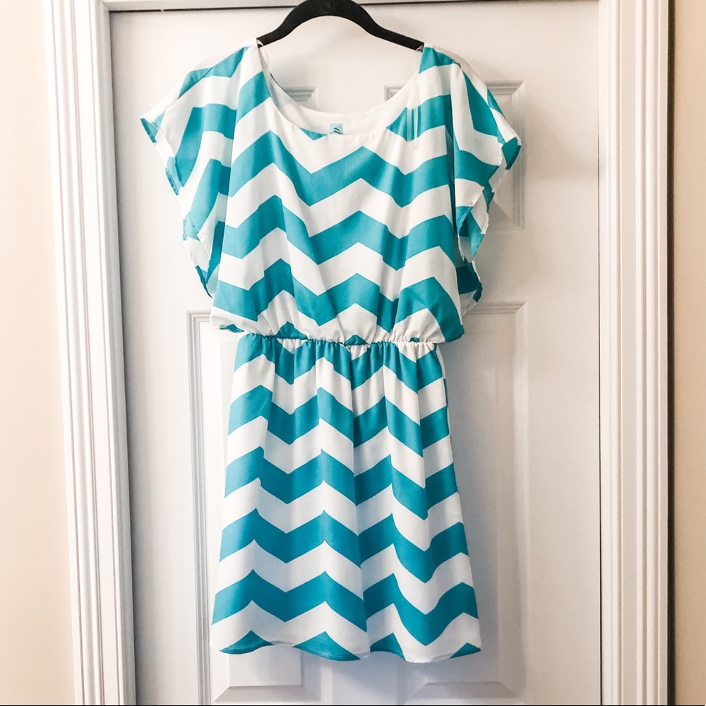 Teal chevron cocktail dress